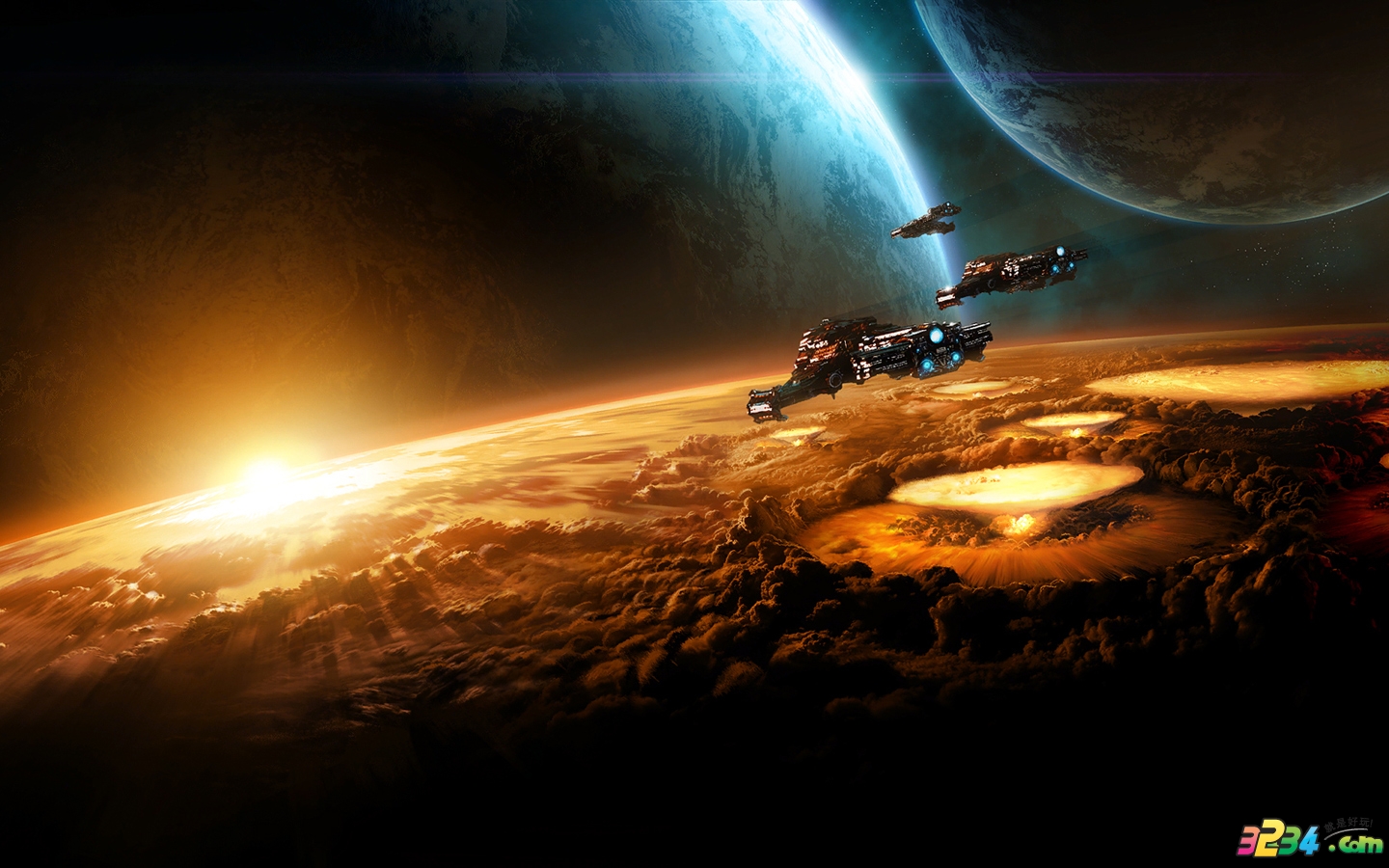 星际争霸2 高清宽屏 战舰外景壁纸